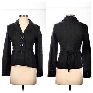 Tibi Blazer Jacket Cotton Black 3-Button 0